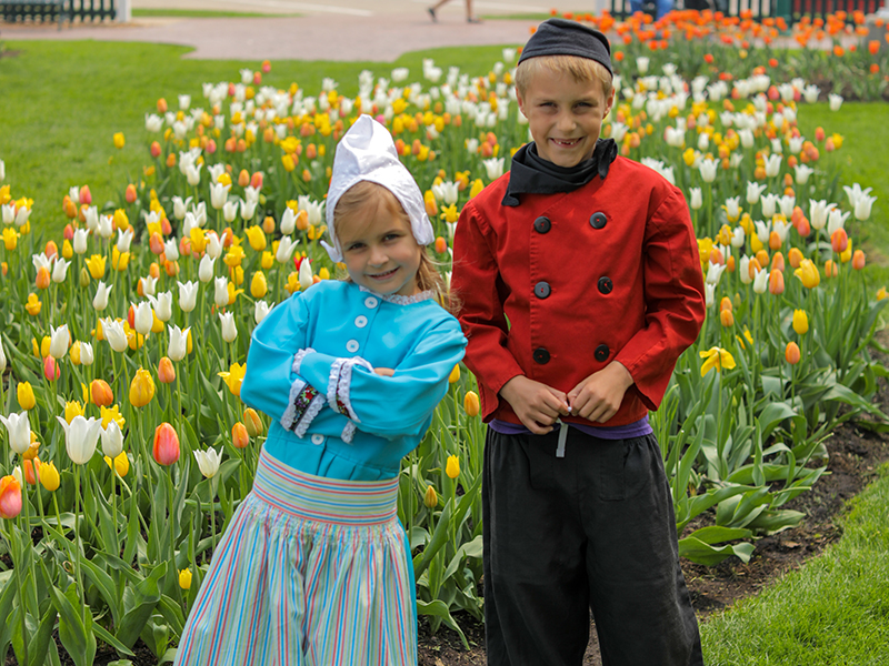 Kids at tulip festival