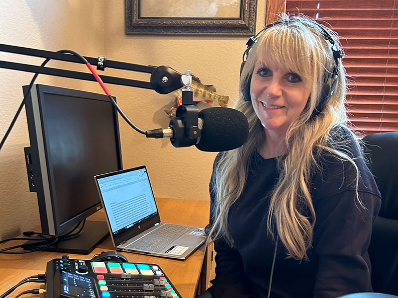 Chris Kurle recording in her home studio