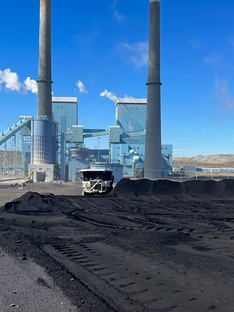 Scraper moving coal near Antelope Valley Station