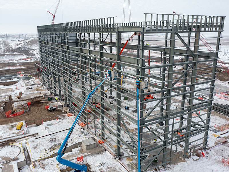 steel structure on construction site