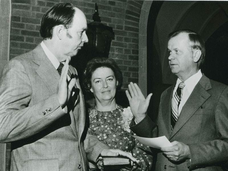 man being sworn in