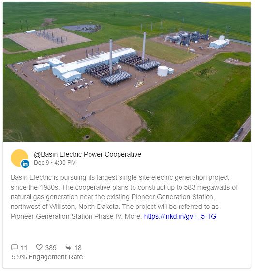 Top LinkedIn post 2022 Basin Electric