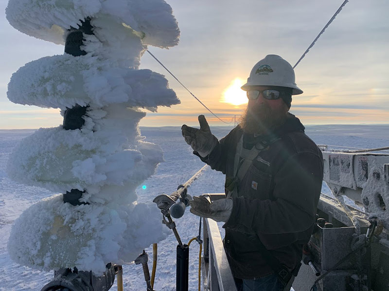 Ice on transmission line