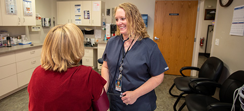 Nurse attending to patient