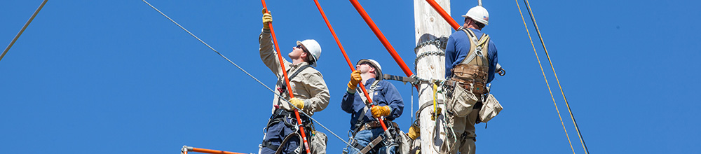 Lineman working on power line