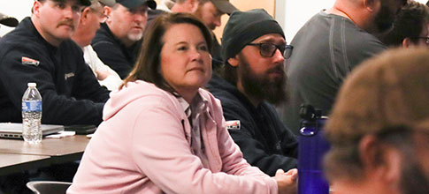 Employees attending training