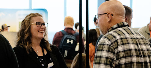 Recruitment representative at a job fair
