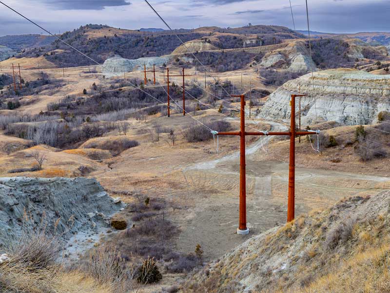 Transmission line over rugged terrain