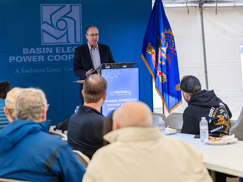 Gavin McCollam addresses the audience